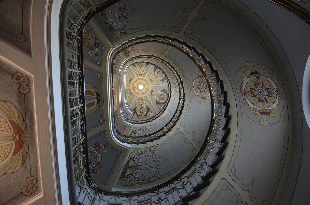 stairs, spiral staircase, architecture, decoration, ornaments, building, pictures, beautiful, museum, artistic, riga, latvia, art